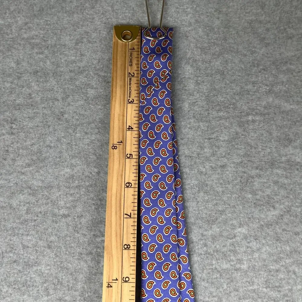 Vintage Polo Ralph Lauren Necktie Silk Blue Paisley Made In Italy Tie
